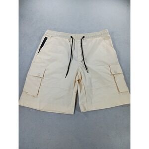 Unbranded Mens Cargo Shorts Cream 34 Drawstring Utility Pockets